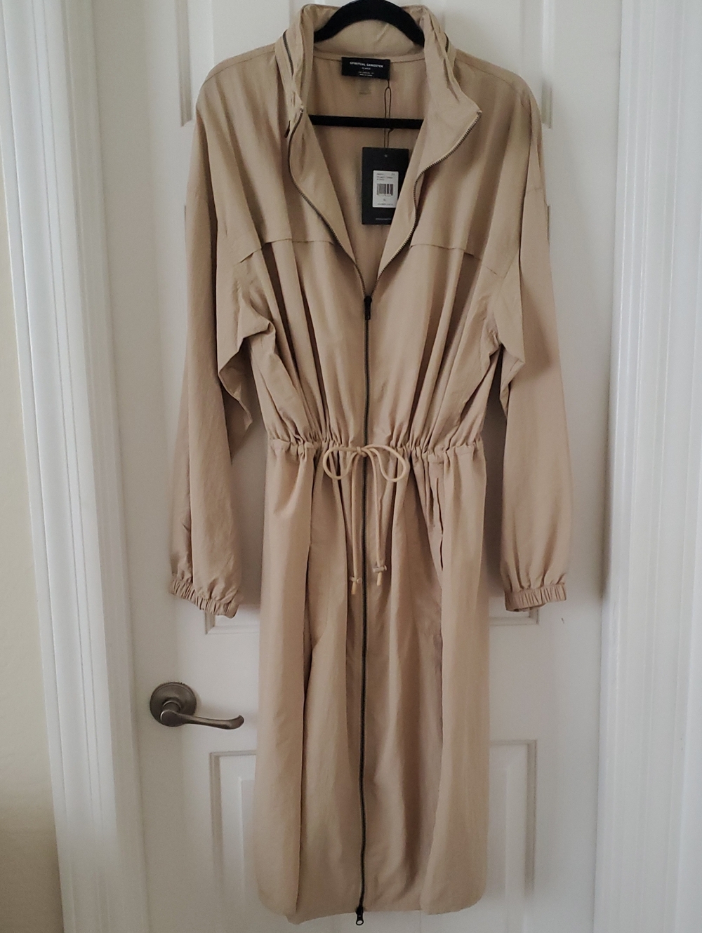 Spiritual Gangster Delancey  Drawstring Long Trench Coat $198 Retail